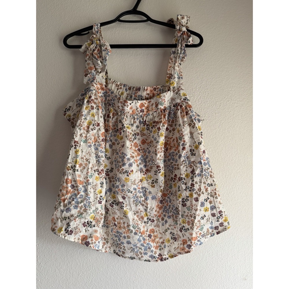 Women's Ana Floral Tie Strap Adjustable Sleeveless Tank Blouse‎ Size 2-XL NWT